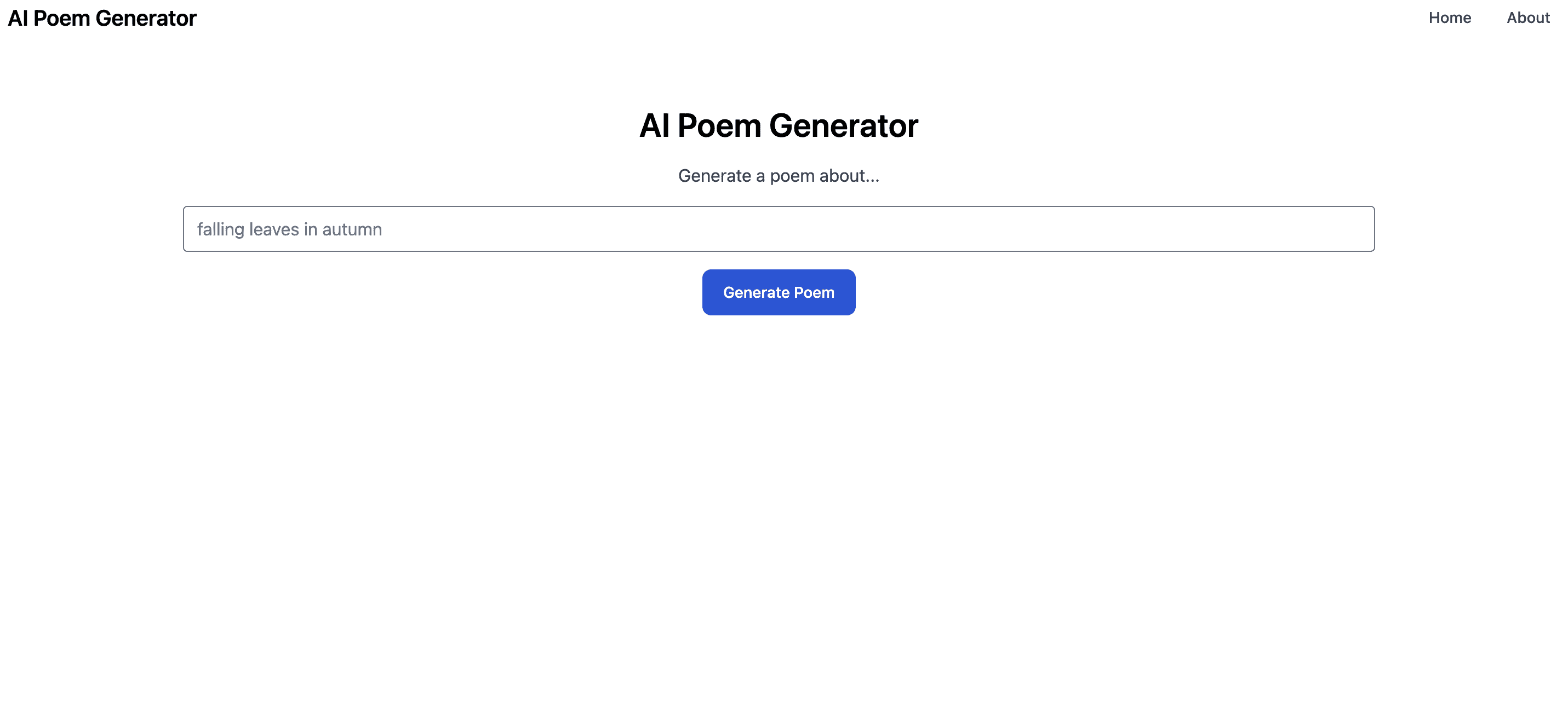 ai poem generator homepage