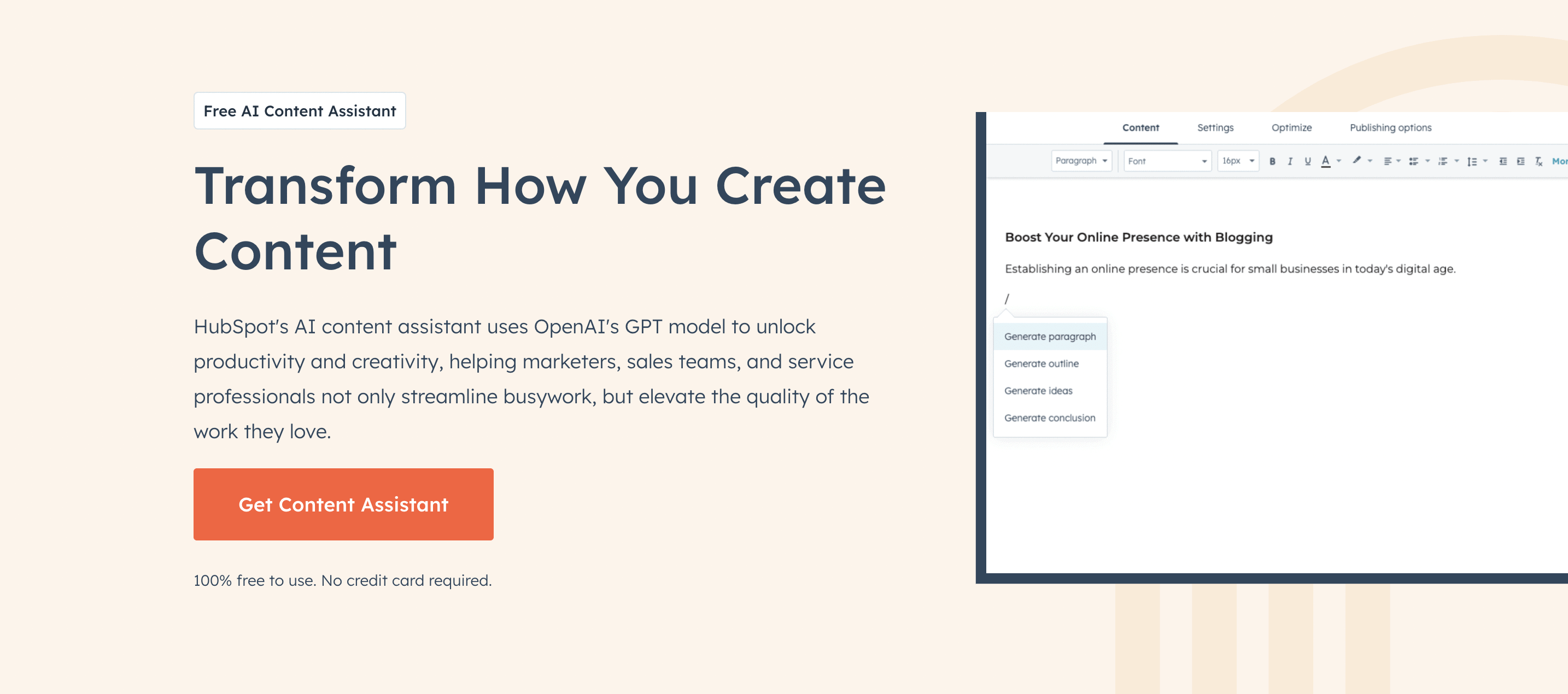 HubSpot AI Content Assistant Browse Page