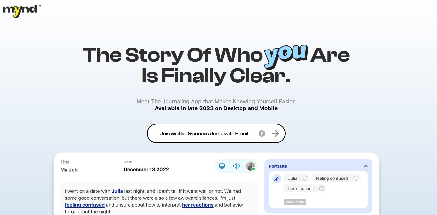 Screengrab of Mynd's interface