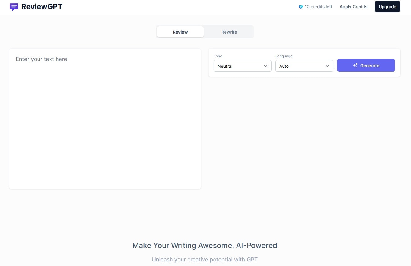 Screengrab of ReviewGPT