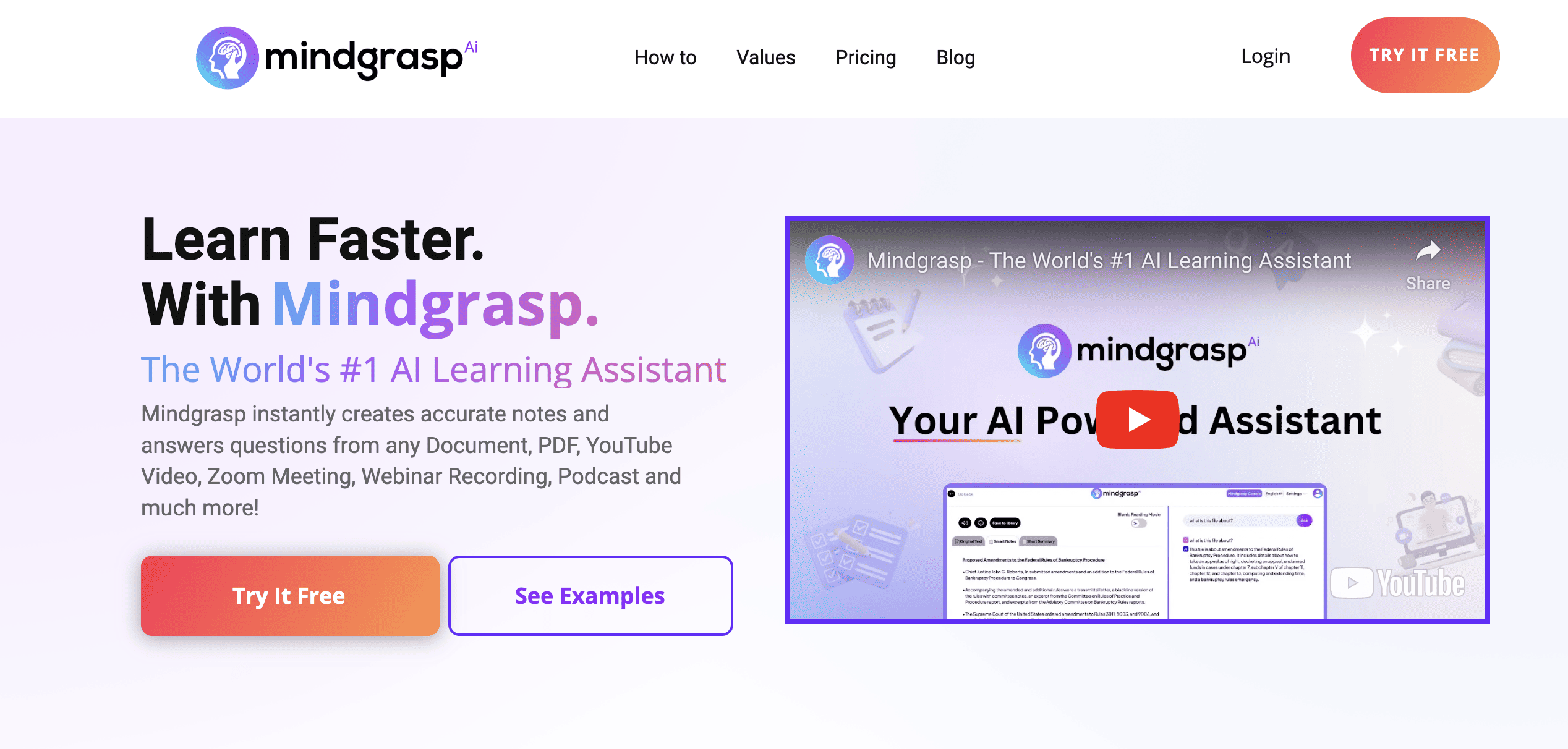 mindgrasp homepage