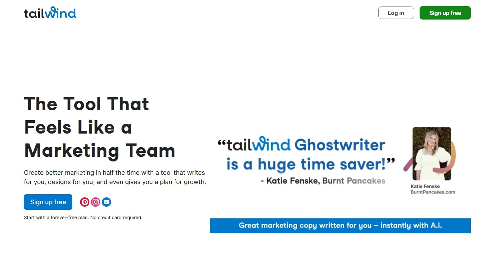 Screengrab of Tailwind Ghostwriter AI