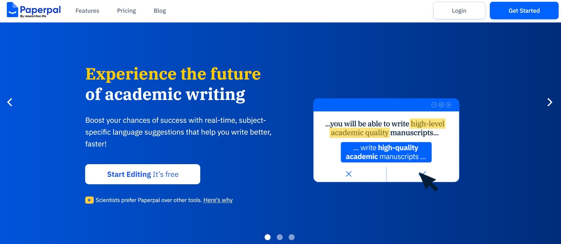 Screengrab of Paperpal