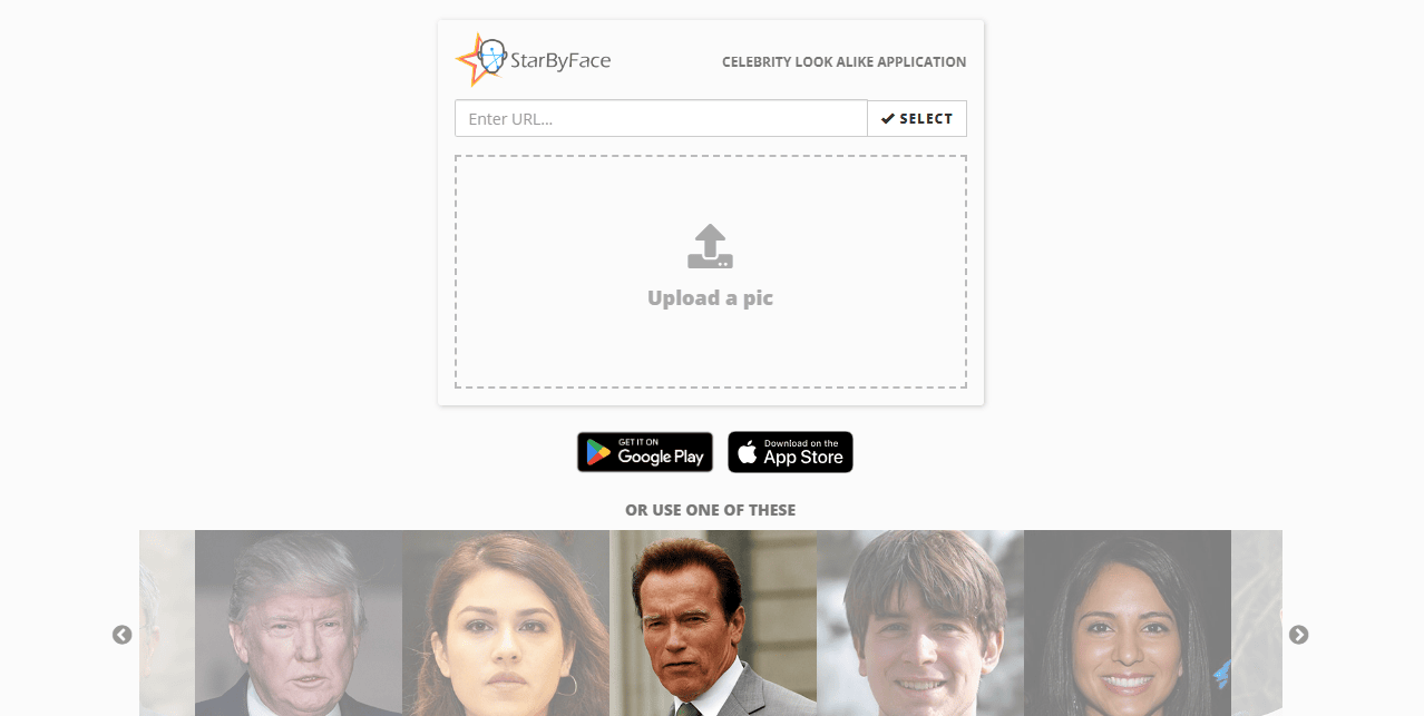 Celebrity face matching AI, StarByFace AI