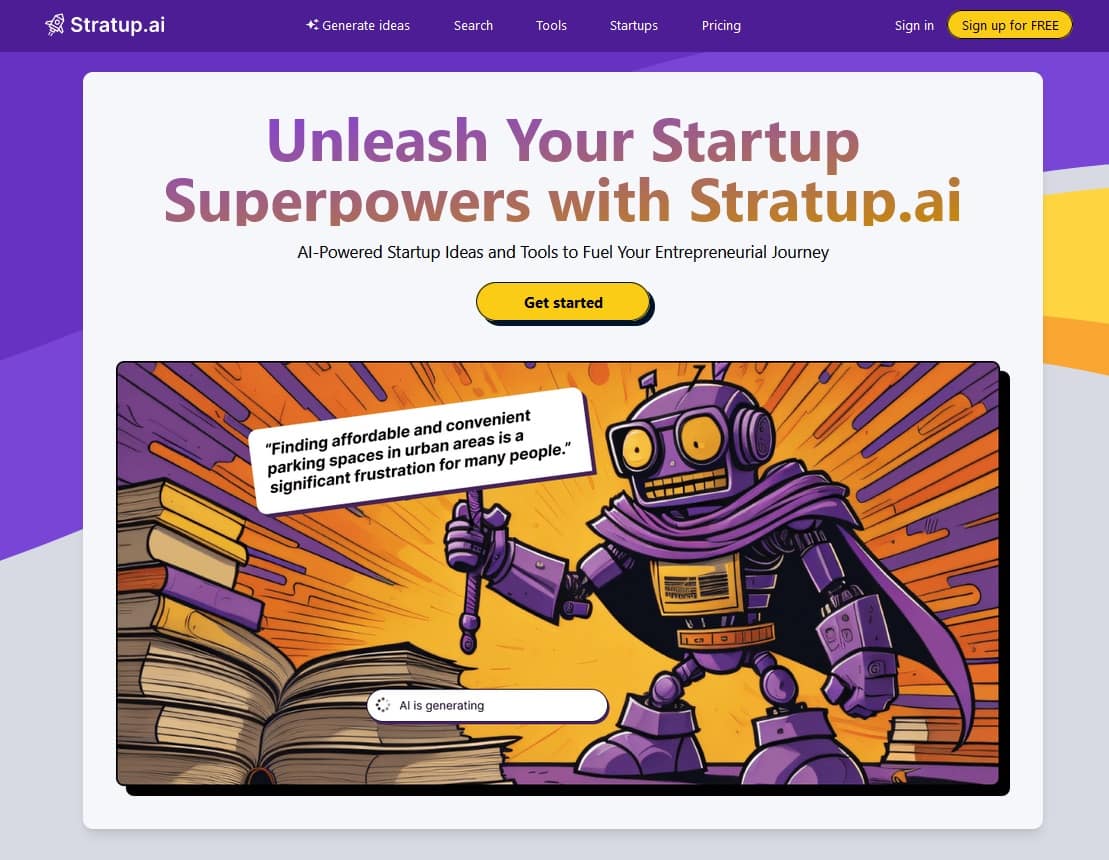 Screengrab of Stratup.AI