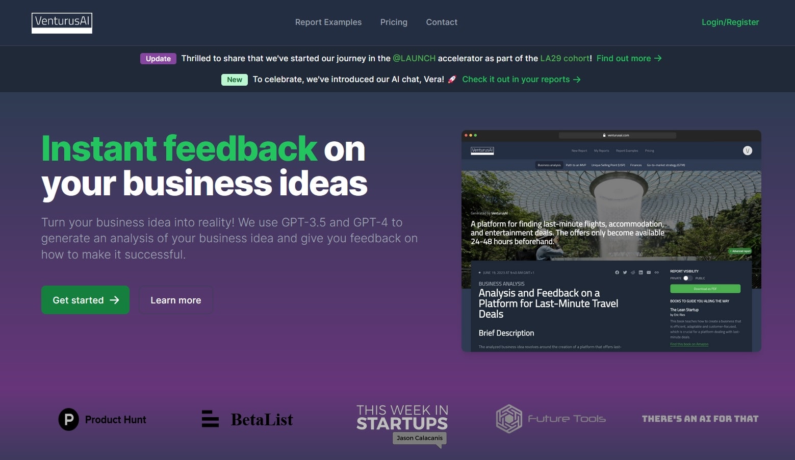 Screengrab of Venturus AI