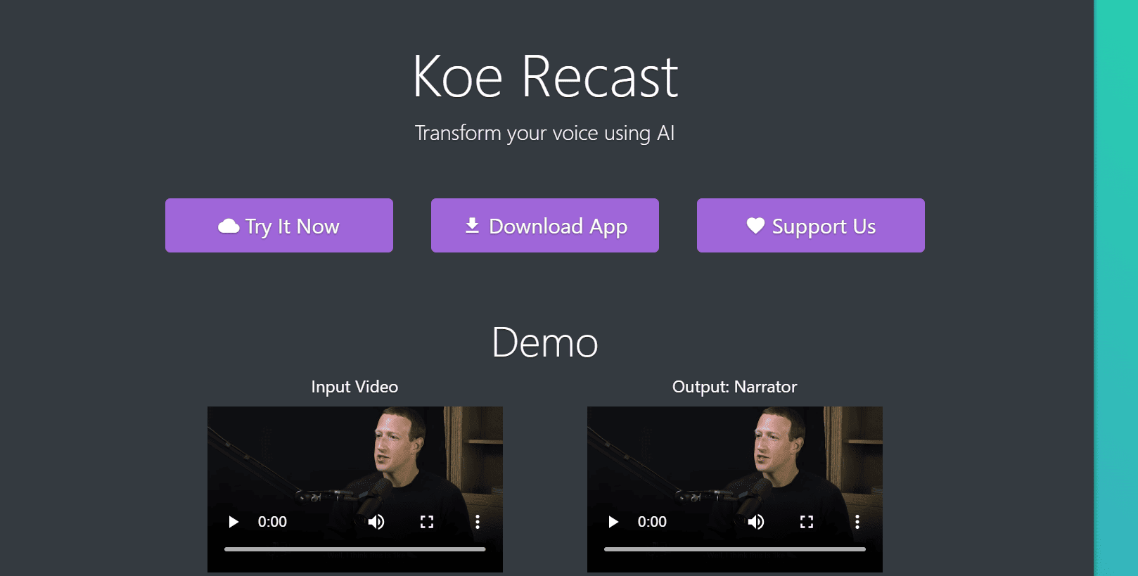 koe Recast for voice transformation.