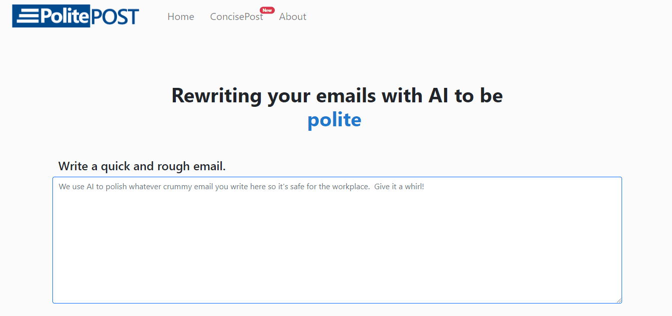 PolitePost, free email writer AI tool