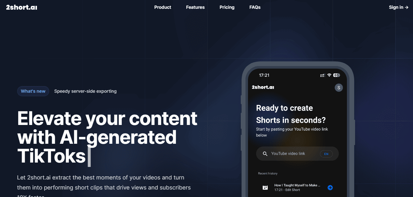 AI tool for making shorts, 2short AI