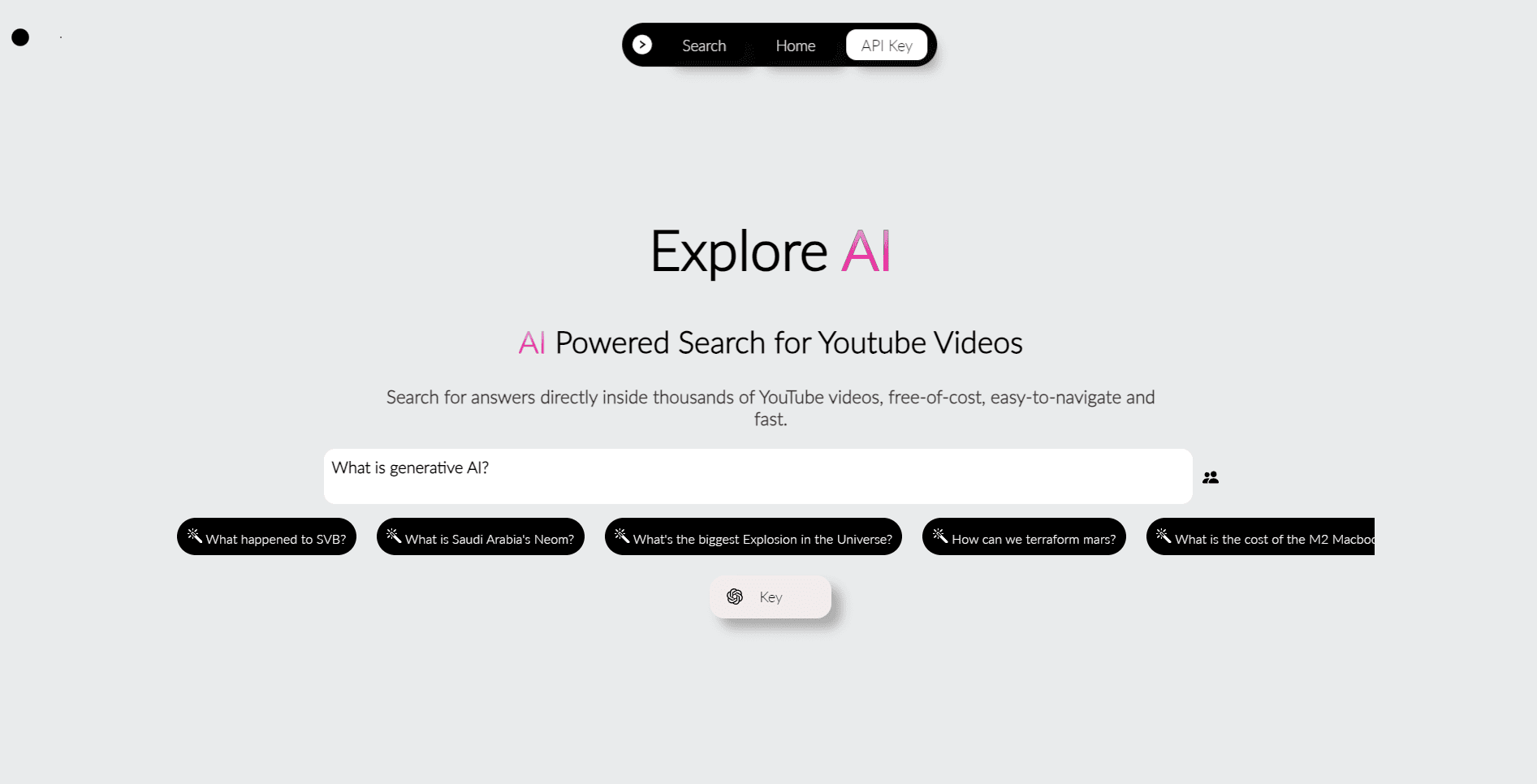 Search tool for YouTube