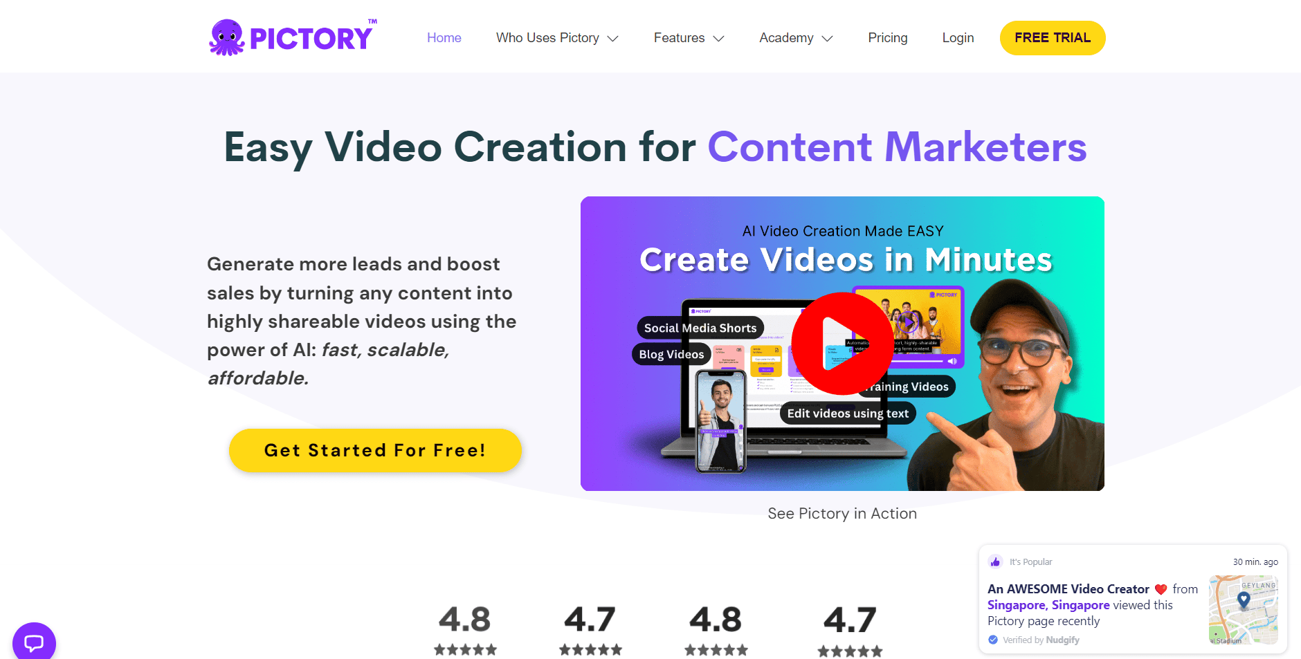 Create videos from text and content.