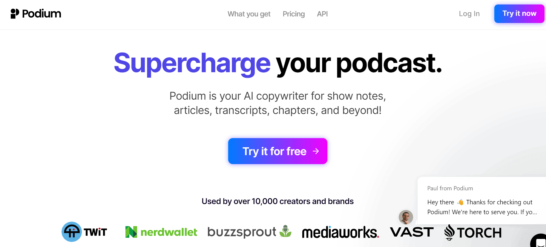 Podium is a podcast copywriter.