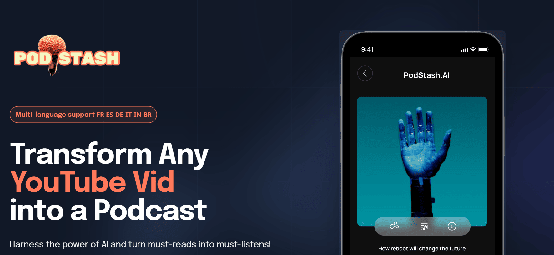 PodStash generates tailored podcasts.