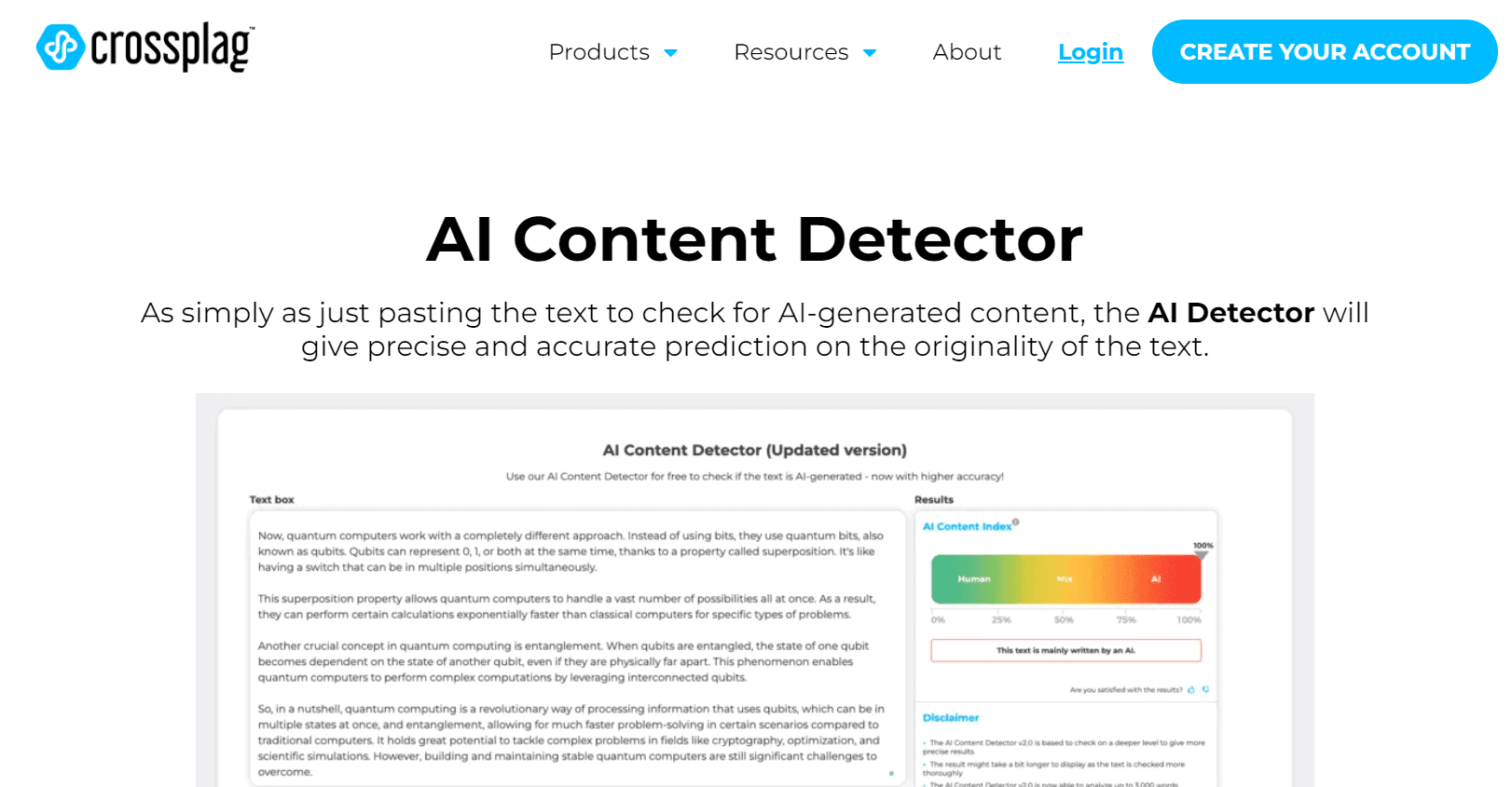 Crossplag AI Content Detector detects AI content.