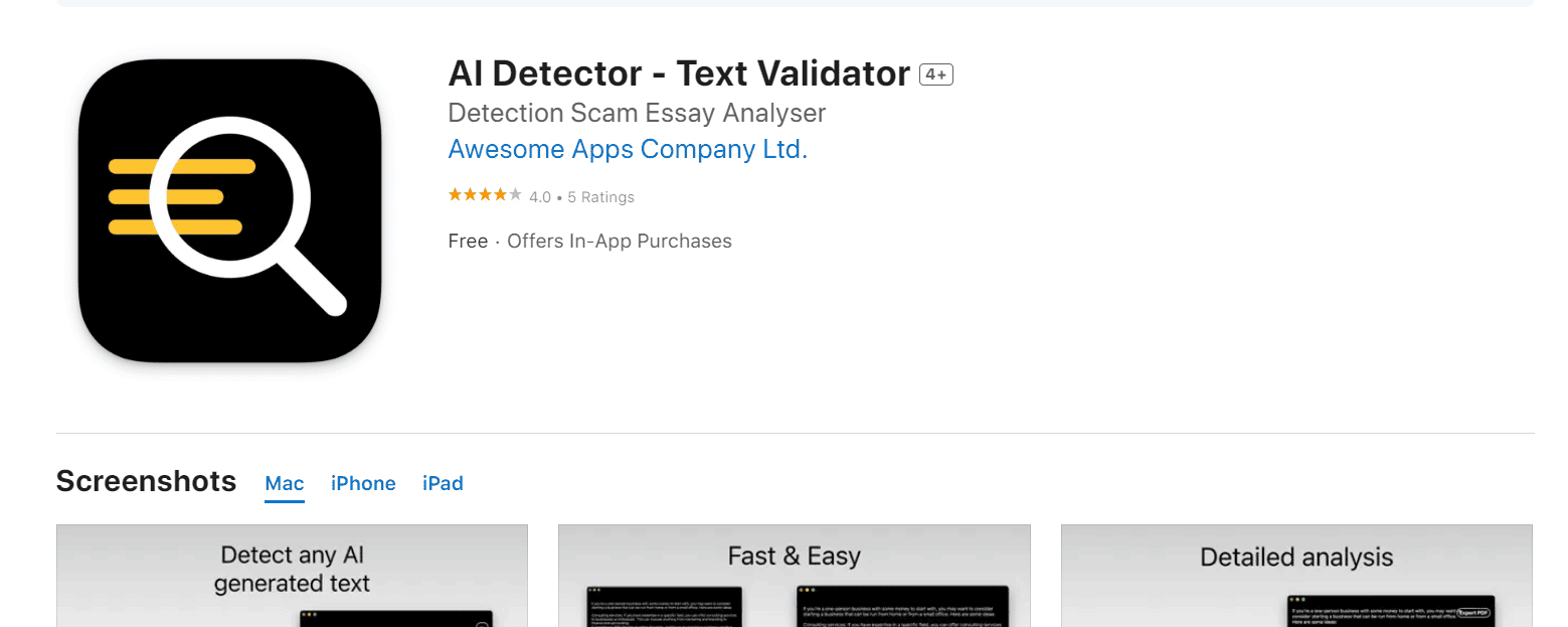 AI Detector is an app to detect AI text.
