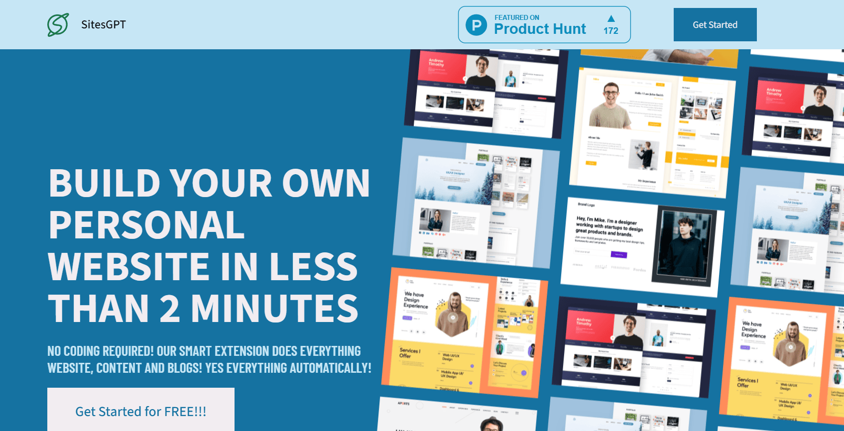 SitesGPT is a tool that is built to create websites and generate content.
