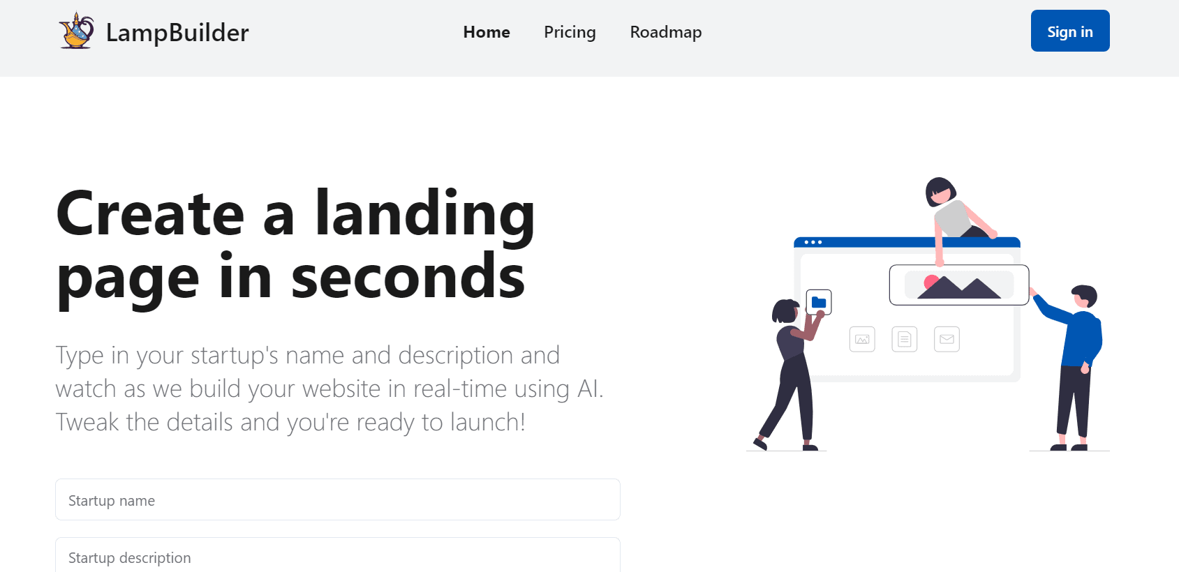 LampBuilder creates landing pages.