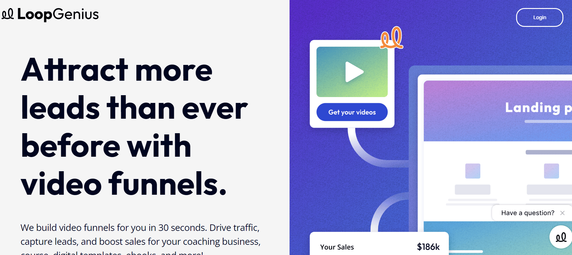 LoopGenius generates marketing funnels.