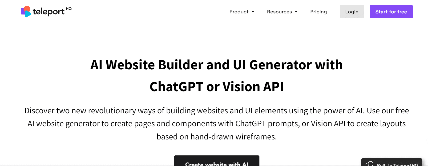 TeleportHQ is a website builder and UI generator .
