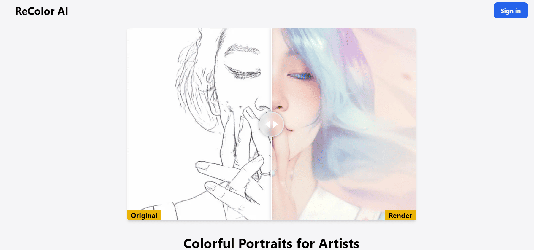 Recolor AI is an AI tool that focuses on recoloring portraits and other drawings.