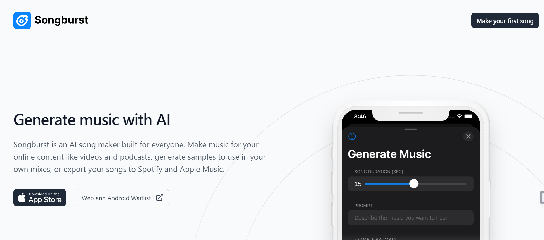 Songburst is an AI music generator.