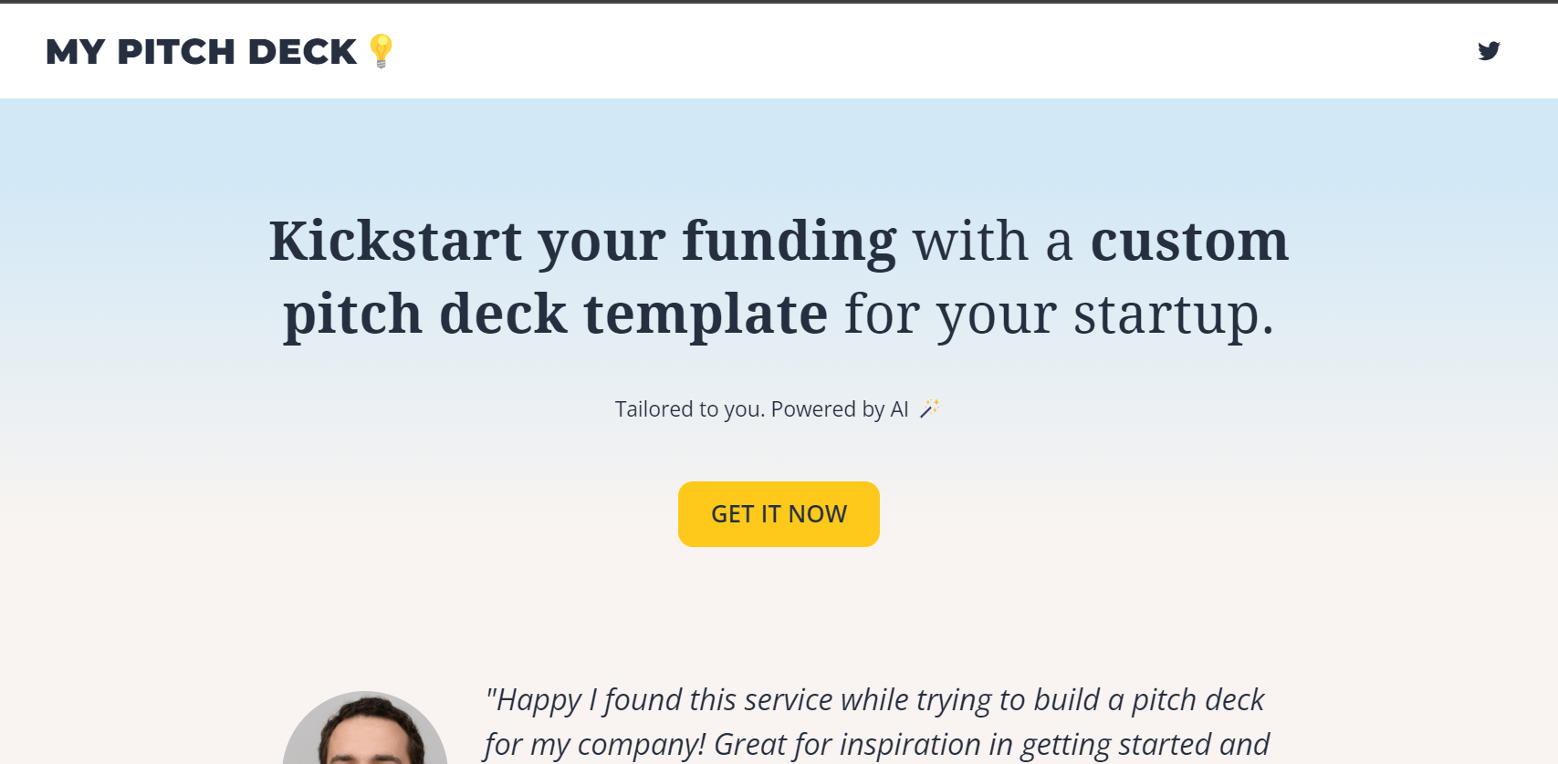 My Pitch Deck offers a tailored 10-slide pitch deck template for startups.