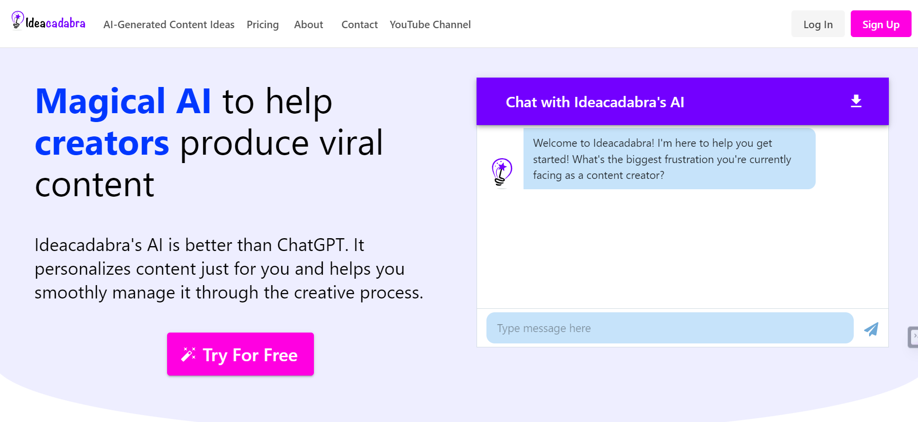 Ideacadabra is an AI content creation assistant.