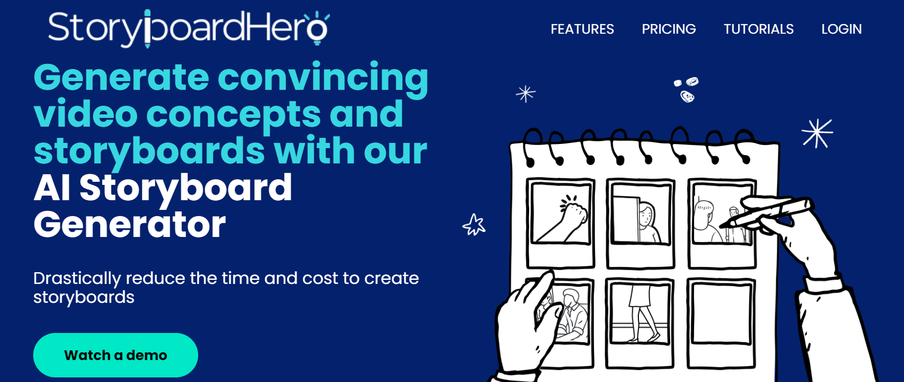 StoryboardHero is an AI storyboard generator that creates video concepts and storyboards.