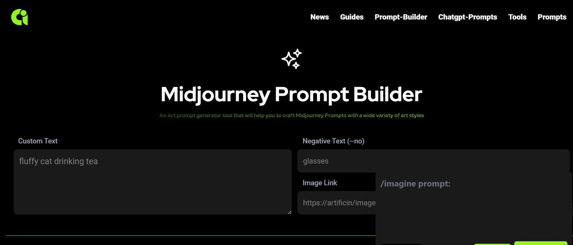 Midjourney Prompt Builder is a tool designed for customized prompts.
