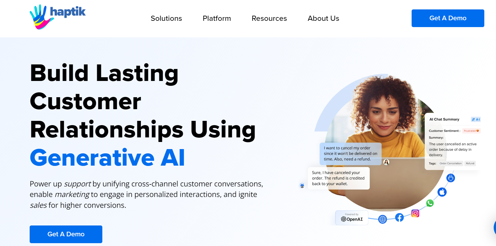 Haptik.ai is a Generative AI conversational platform.