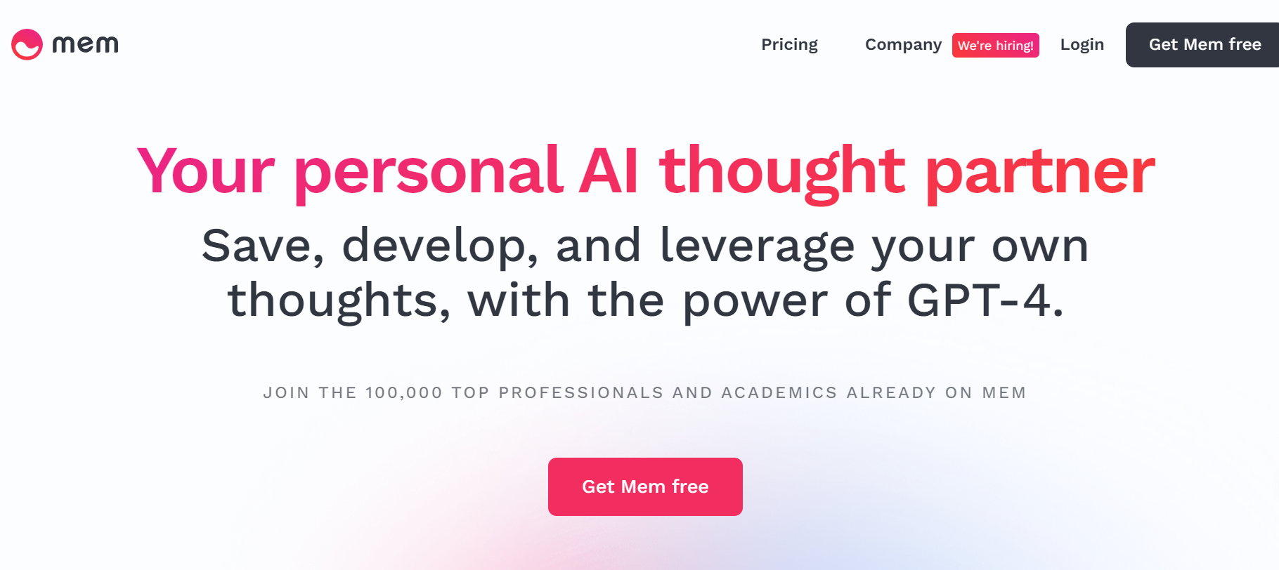 Mem is a personal note-taking app powered by GPT-4.