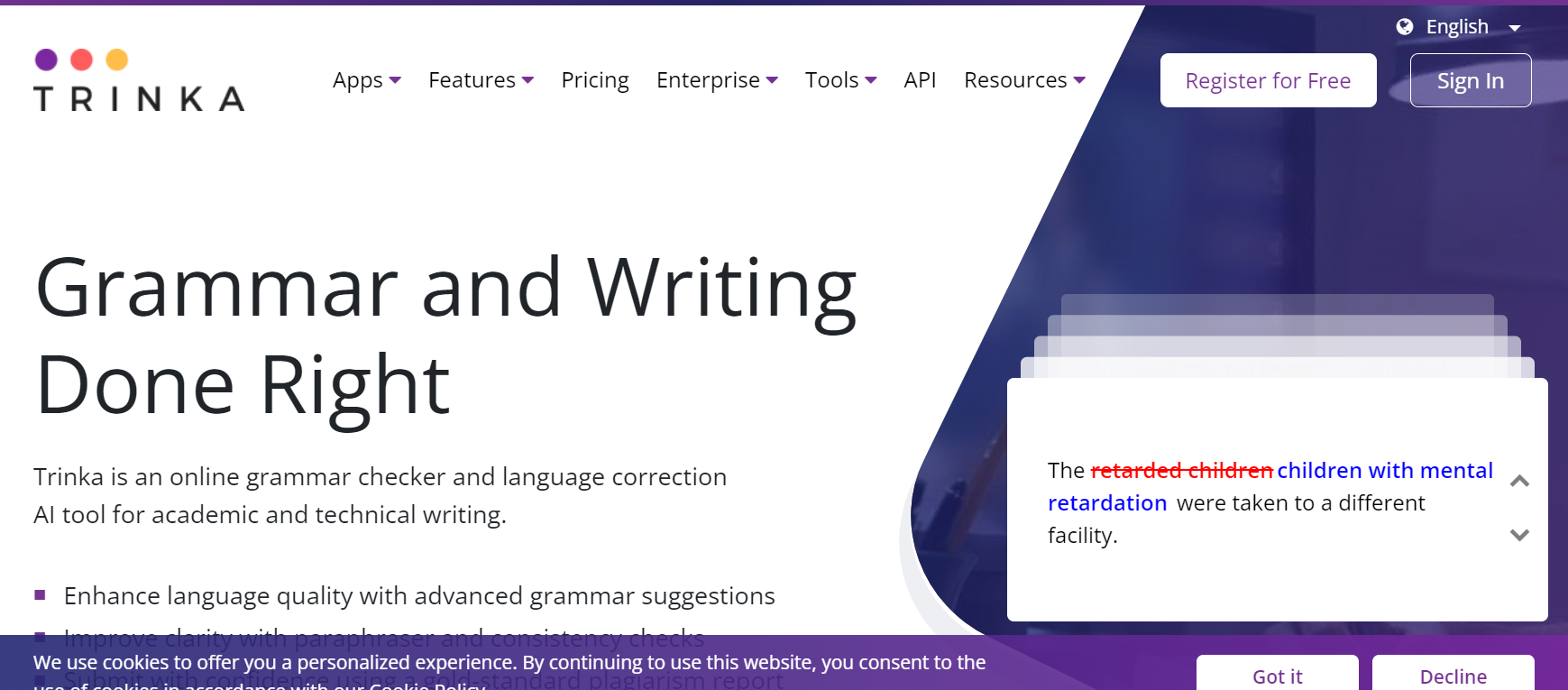 Trinka is a proofreading AI.