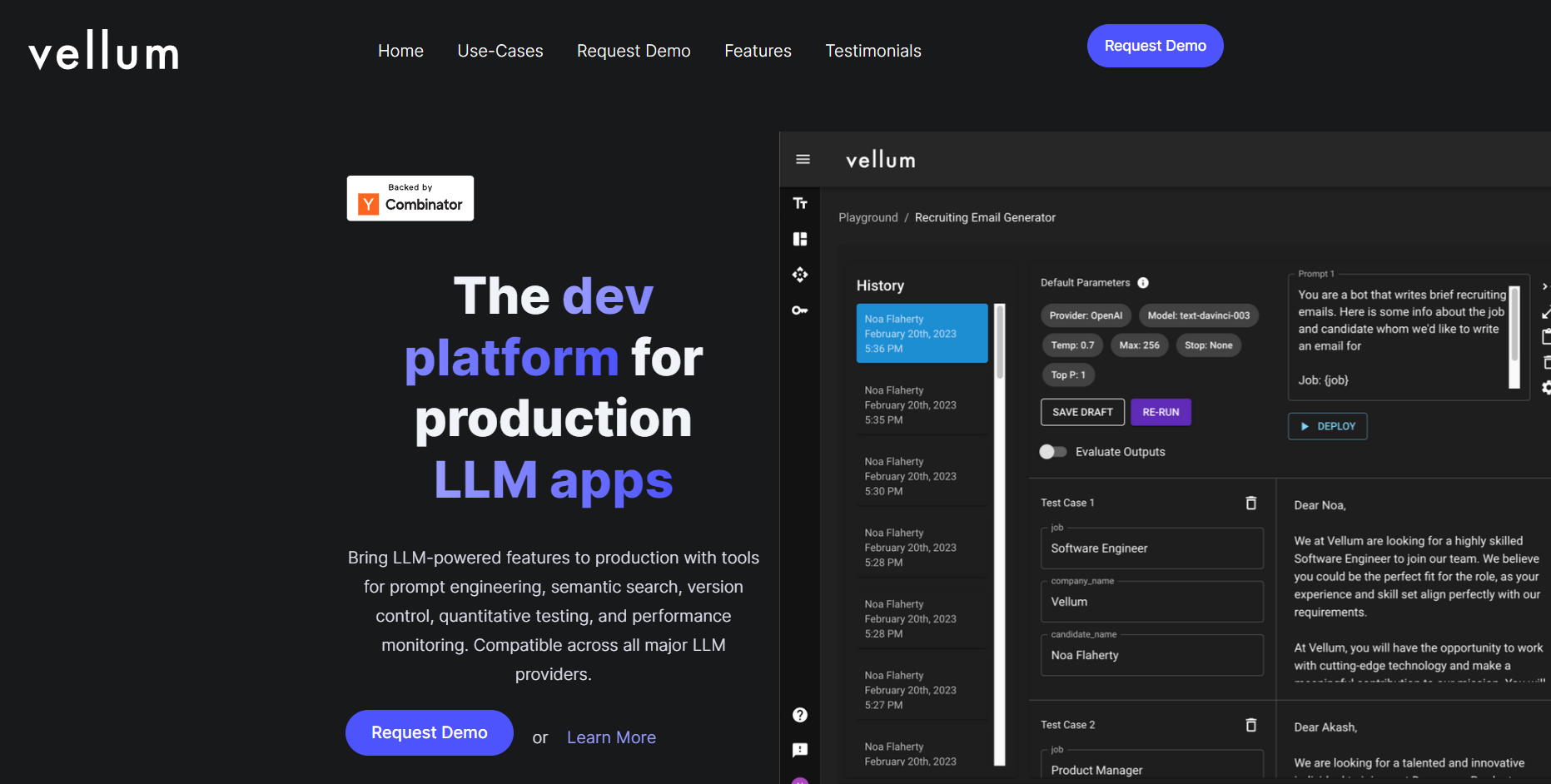 Create your own LLM based application without writing code.