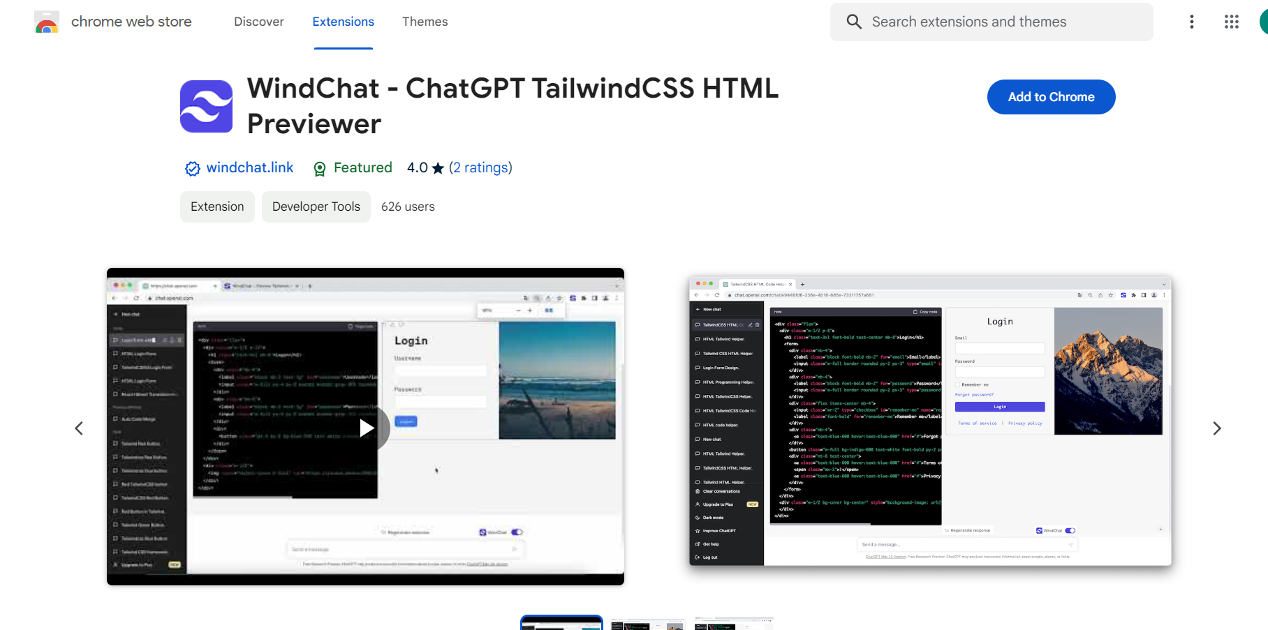 Preview your Tailwind code as you write it using AI.