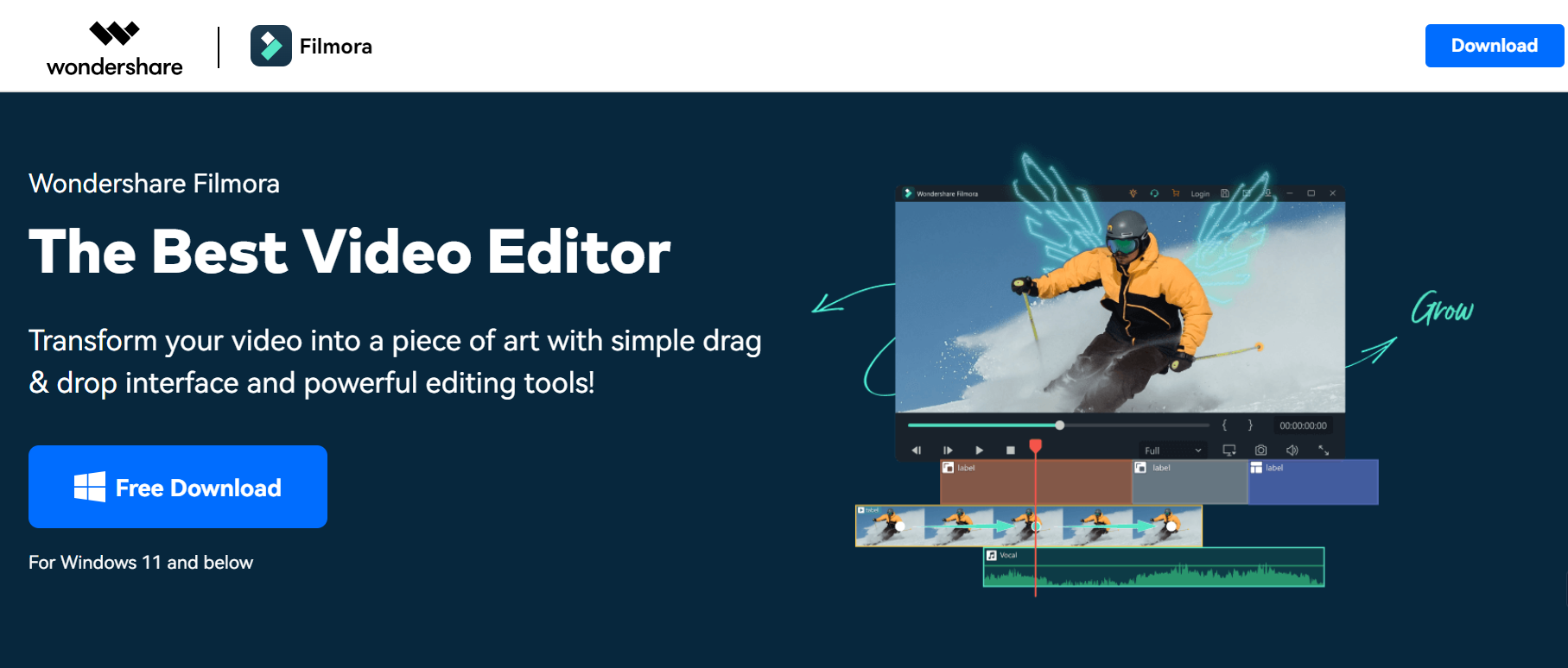 Filmora by Wondershare is a video editor.