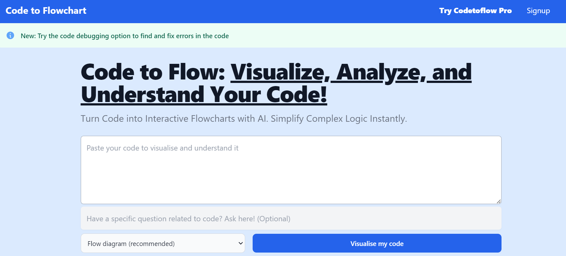 Code to Flowchart is a coding tool.