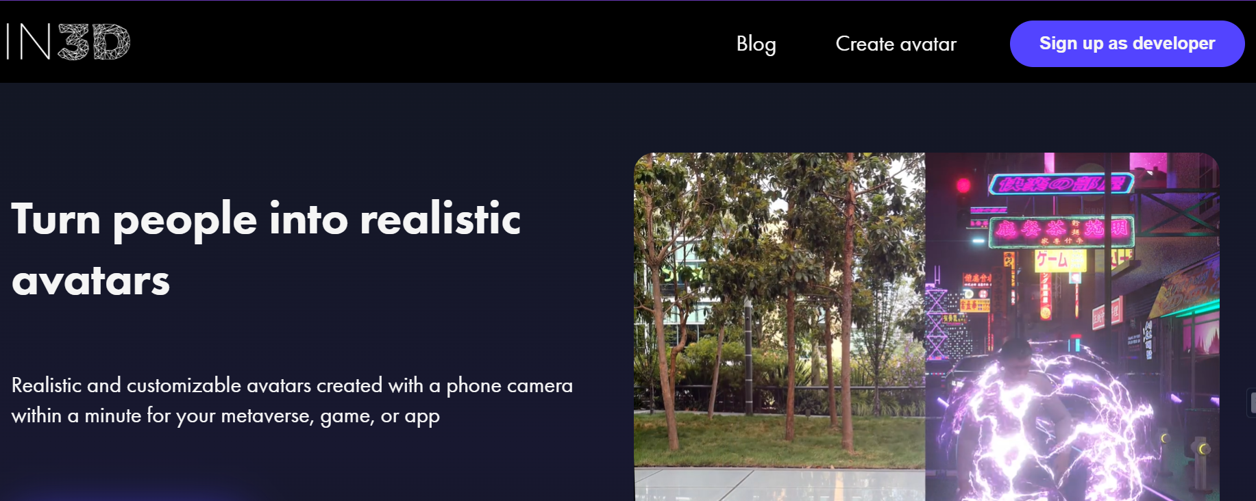 in3D is an AI platform for avatar creation for your metaverse, game, or app.