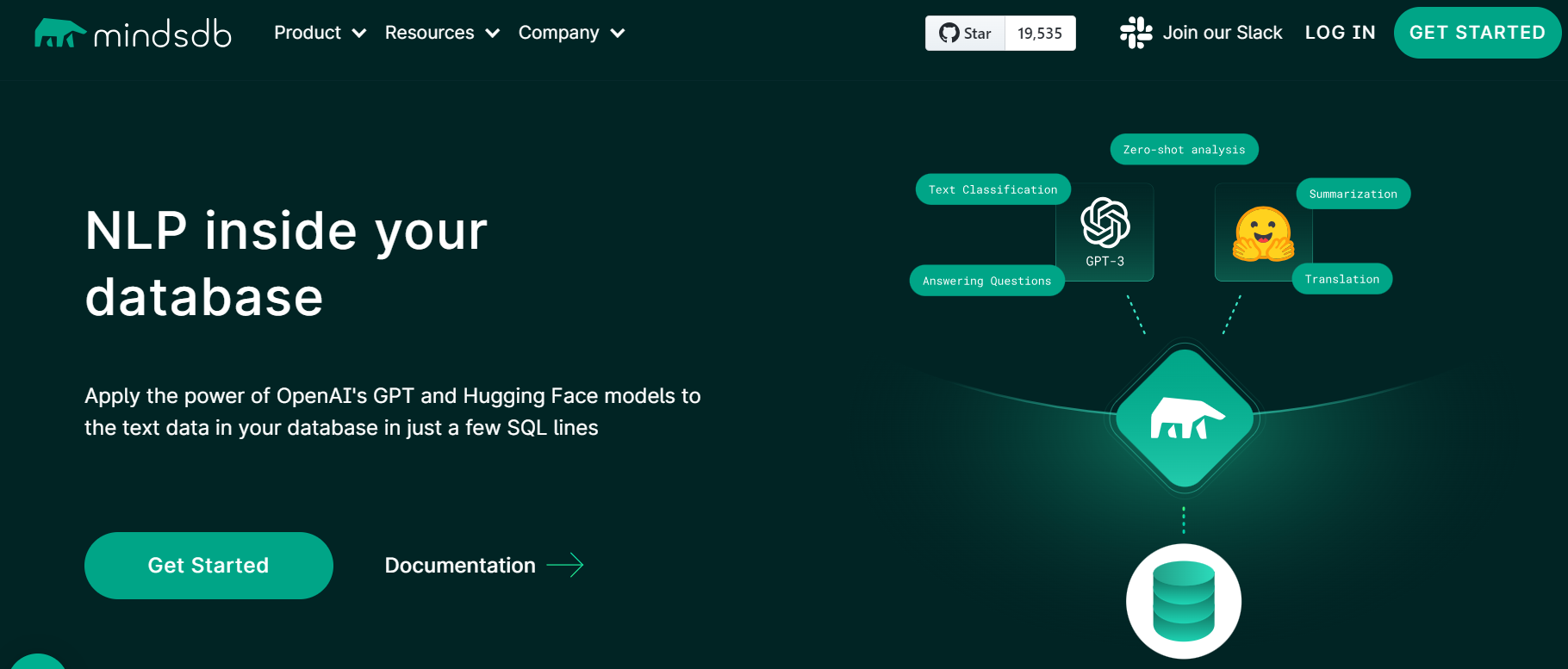 MindsDB integrates cutting-edge NLP technologies like OpenAI's GPT and Hugging Face models into your database.