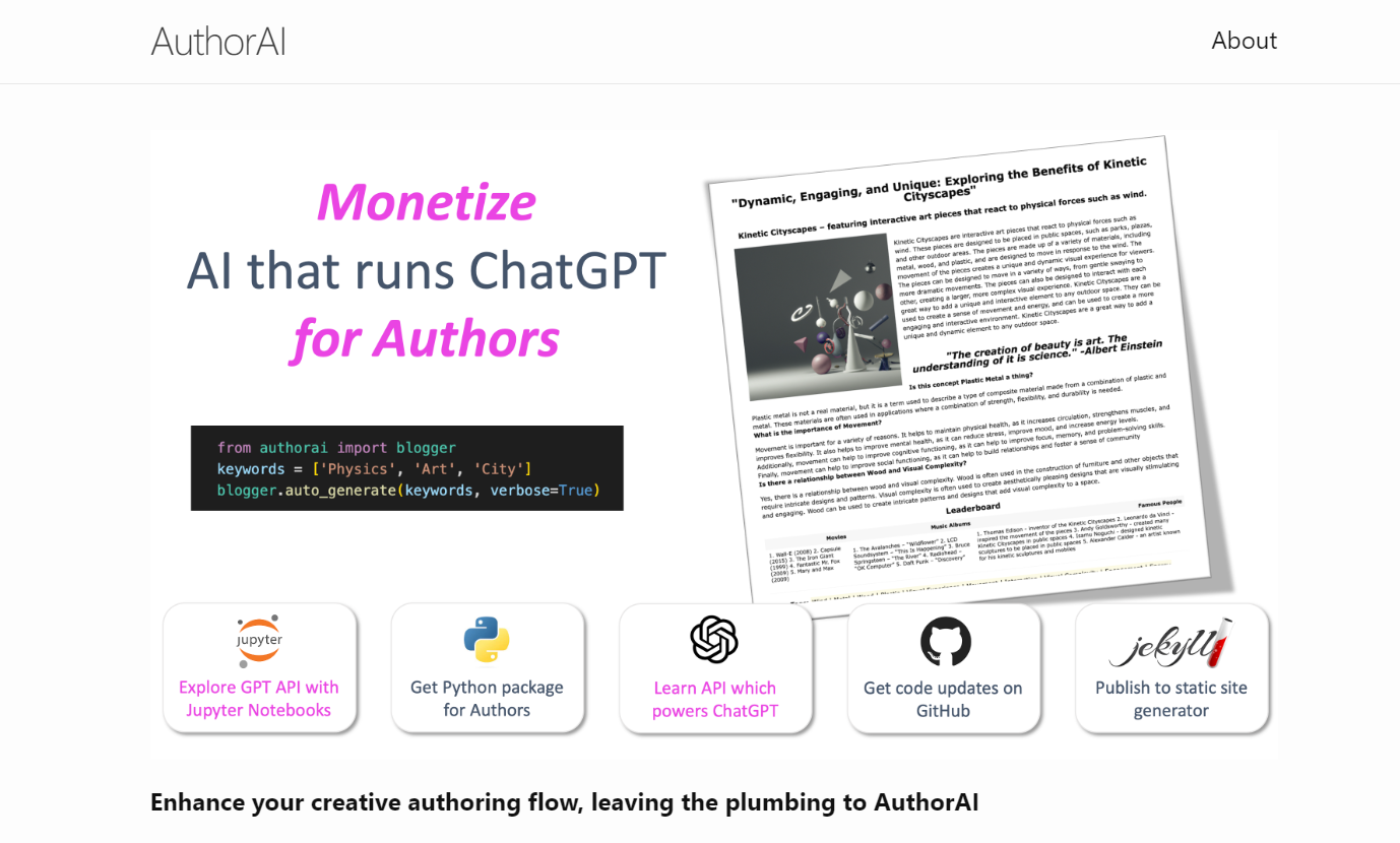 AuthorAI is an AI-powered tool for creative content creation.