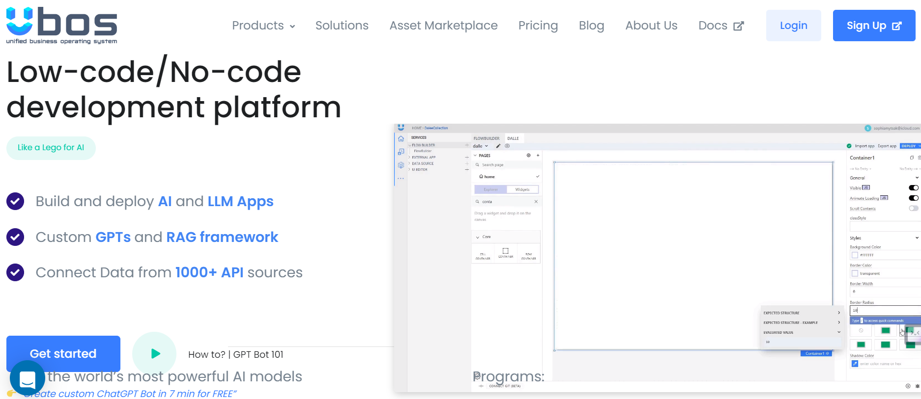 UBOS is a no-code platform for creating and deploying AI and Large Language Model (LLM) applications.