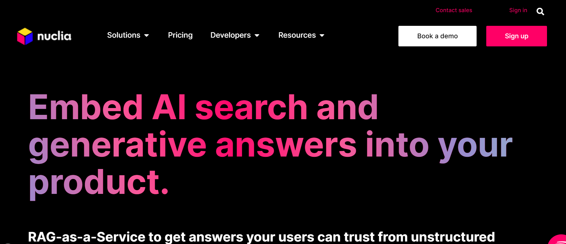 Nuclia is a RAG-as-a-service engine that lets you create AI-powered search engines with ease.