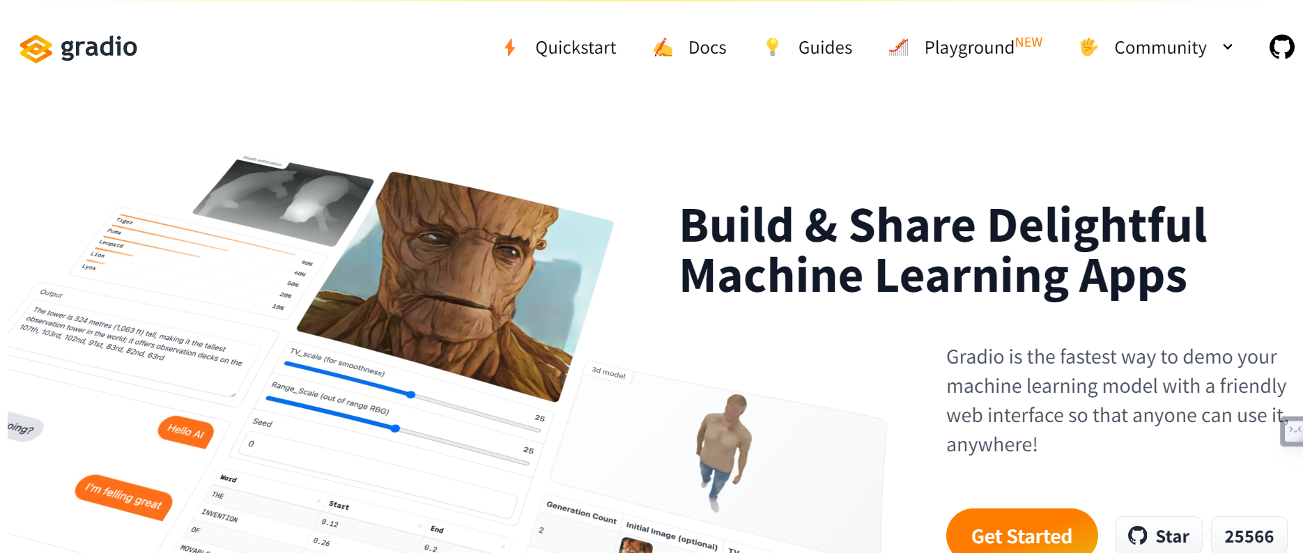 Gradio is a platform showcasing and interacting with machine learning models.