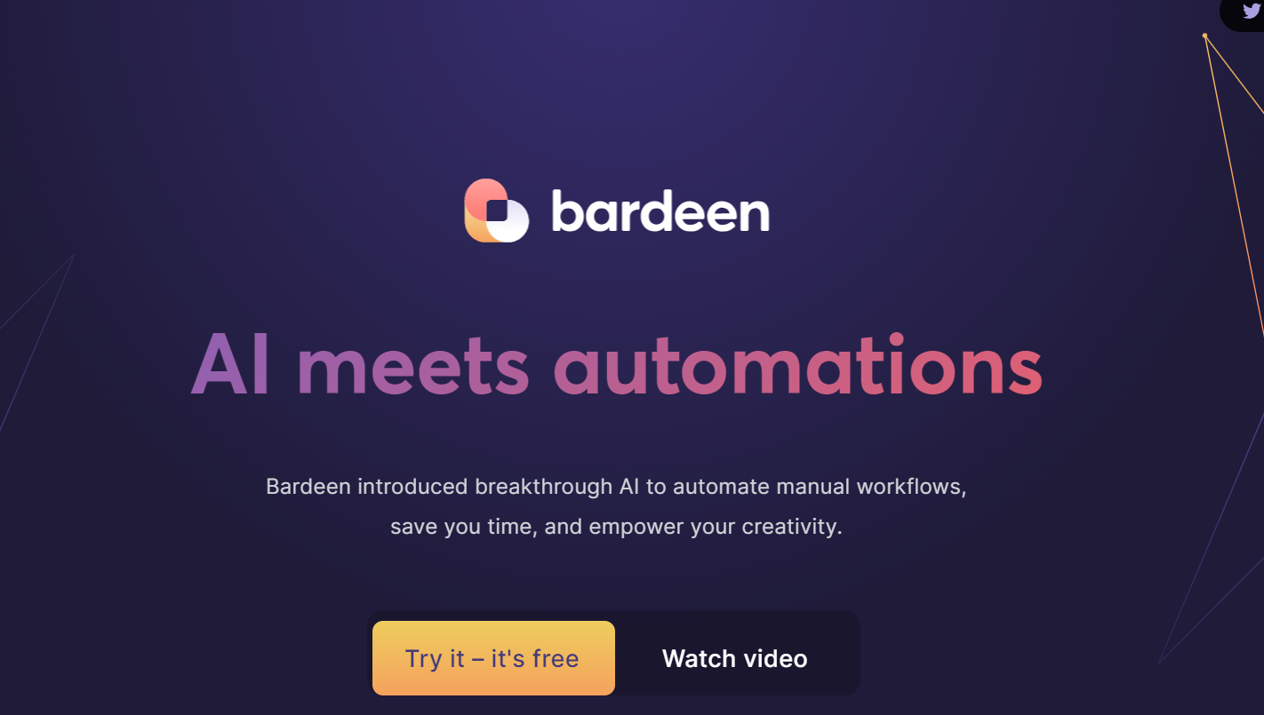 Bardeen is an AI tool that automates manual workflows without coding skills.