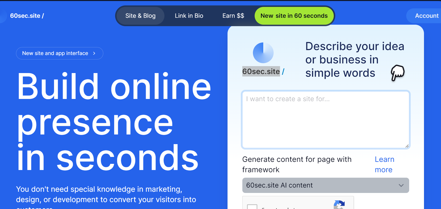 60sec.site is an AI website builder.