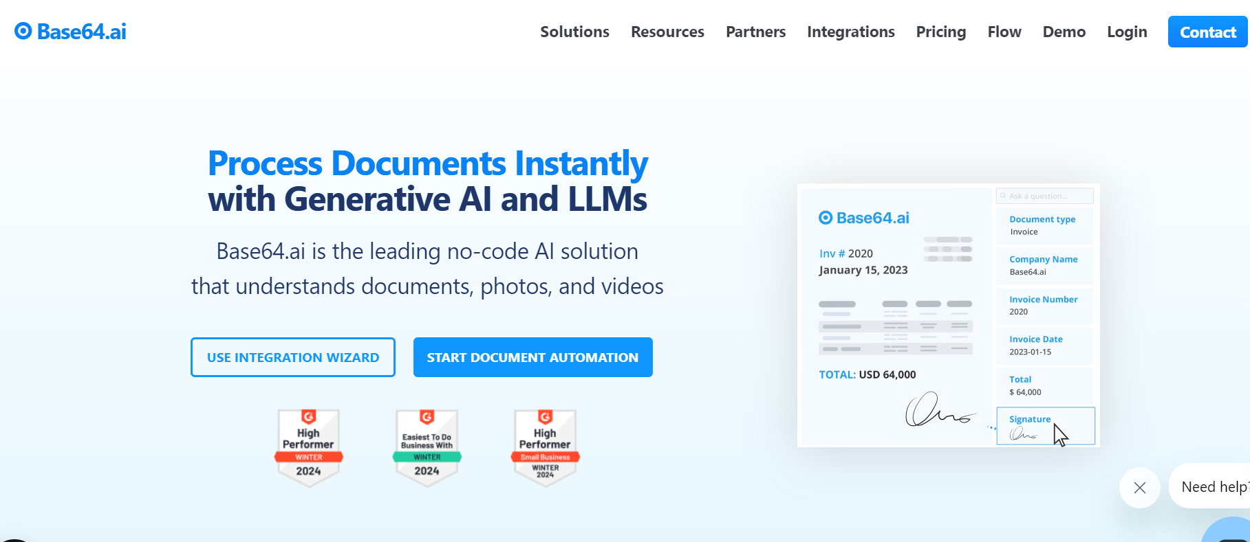Base64.ai is a no-code AI platform for document processing.