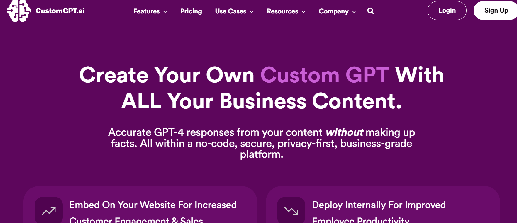 CustomGPT is a no-code platform for AI chatbot creation.