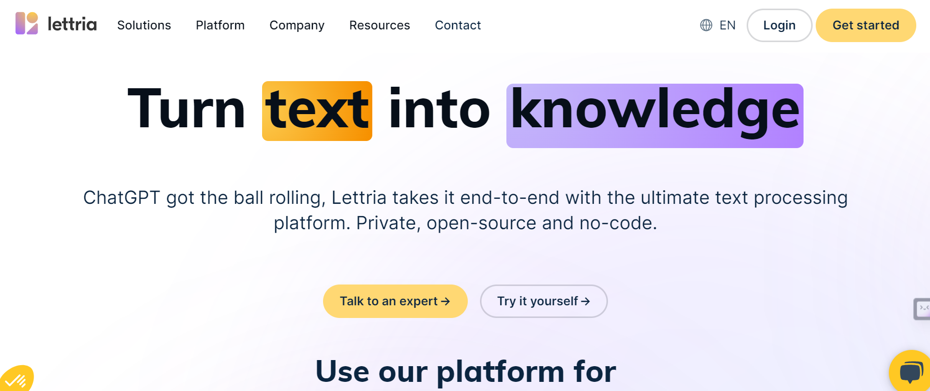 Lettria is an advanced AI text-processing platform that utilizes ChatGPT.