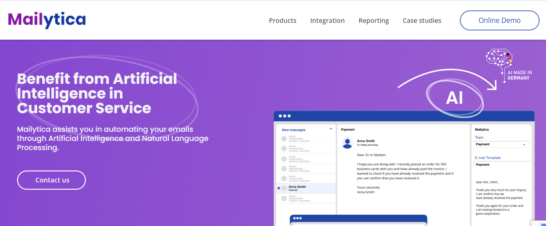 Mailytica is an AI platform that is designed for customer service by automating emails.