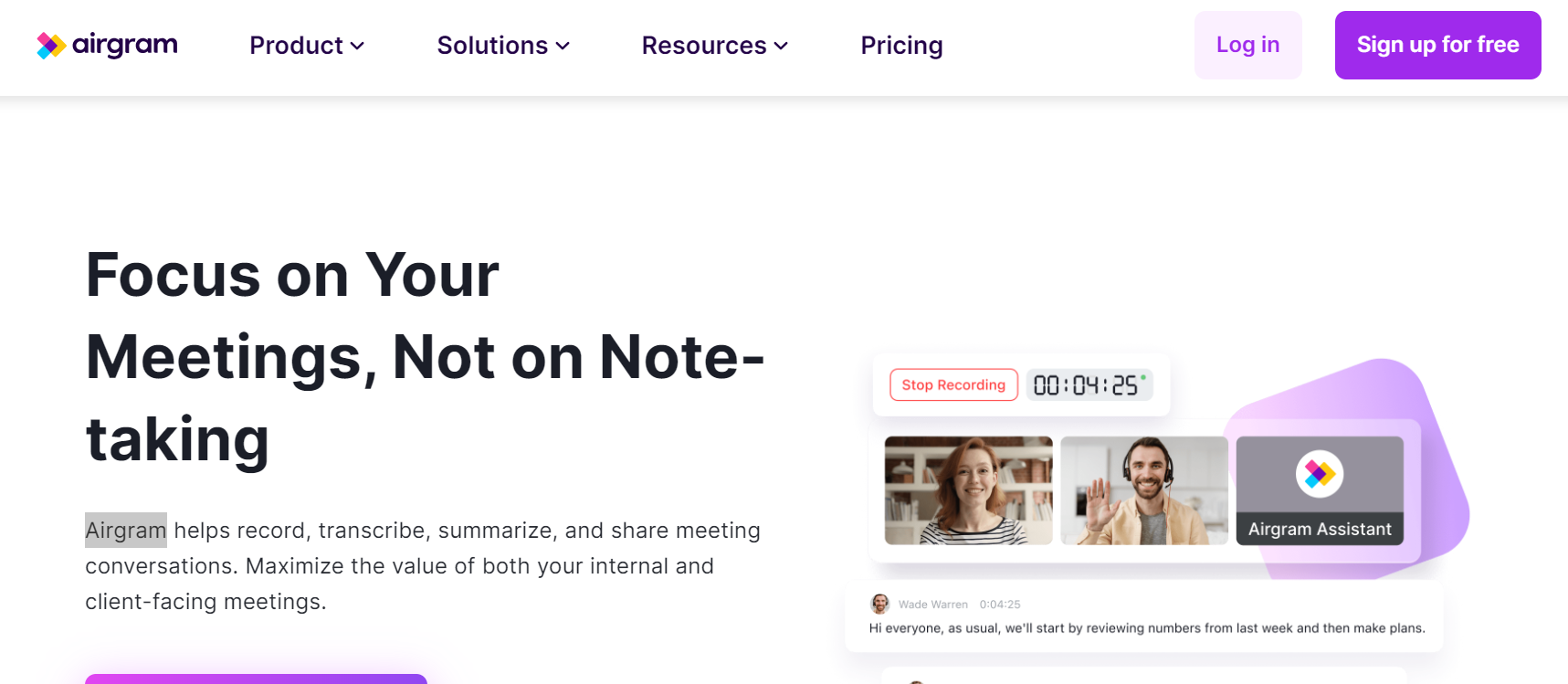 Airgram is a tool for AI meeting notes and transcription.