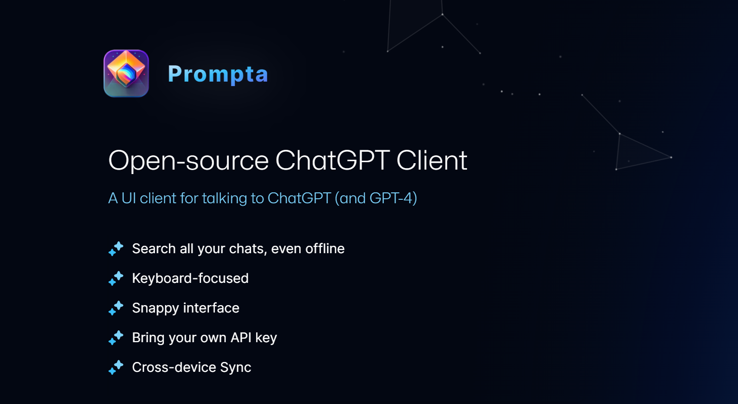 Prompta is an open-source ChatGPT client, that redefines conversational experiences with a UI design.